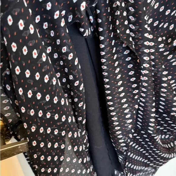 Who What Wear Spaghetti Strap Sheer Black Maxi with White & Red Print Size M - Picture 5 of 7